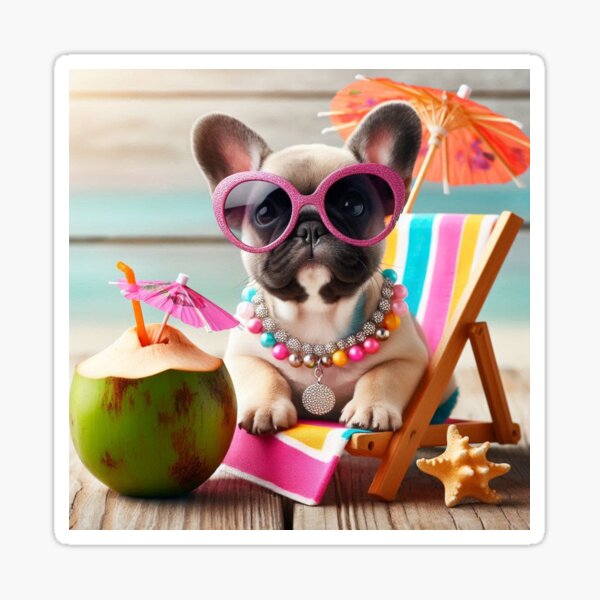 Aperçu de l'œuvre Bouledogue français en vacances, Bouledogue français en vacances créée et vendue par LissyWorld.