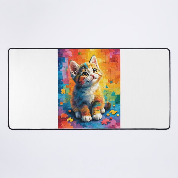 Item preview, Rainbow Puzzle Cat – Playful and Whimsical Design designed and sold by PixelMuse2024.