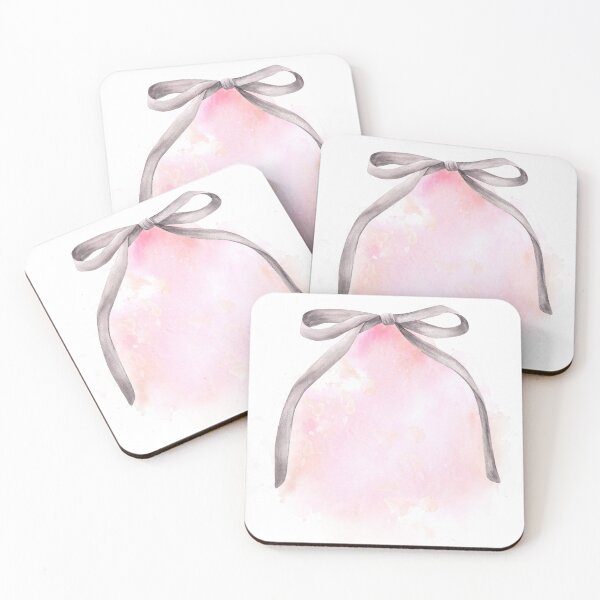 Item preview, Watercolor ribbon, grey bow on watercolor pink abstract background. Hand drawn clipart designed and sold by BartolArt.