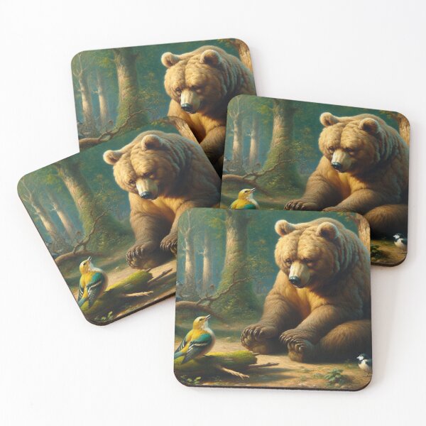 Item preview, El encuentro apacible: oso y pájaro cantor en armonía designed and sold by mustardseed-410.