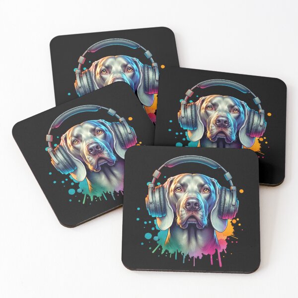 Item preview, Weimaraner with Headphones designed and sold by MyCozyCorner24.