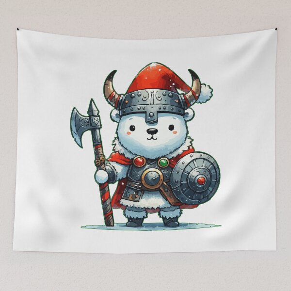 Item preview, Christmas Polar Bear Viking Kawaii Xmas designed and sold by TomFrontierArt.