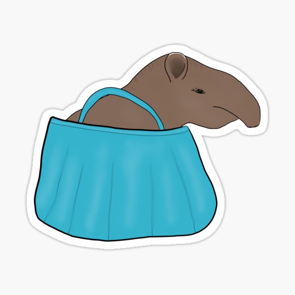Vista previa del artículo con la obra «Tapir brasileño de tierras bajas en un bolso azul», diseñado y vendido por ThatIsSomething.