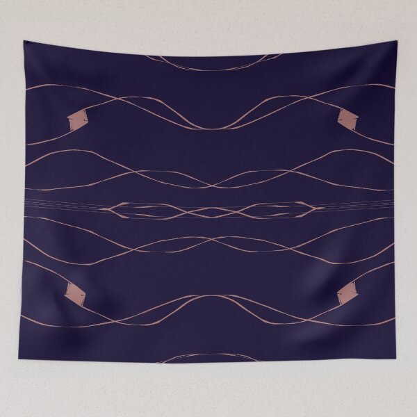 Item preview, navy blue and soft rose waves designed and sold by pluielegere.