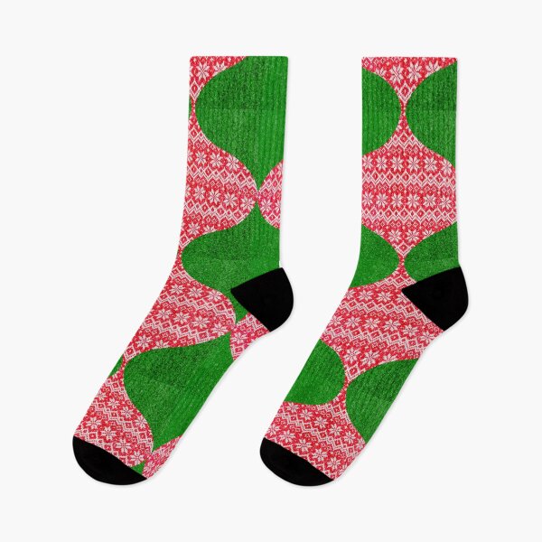 Item preview, Knit Red Green Christmas Glitter Decorations / Glittering Christmas Balls Red Green Hand Drawn designed and sold by Victoria Rose.