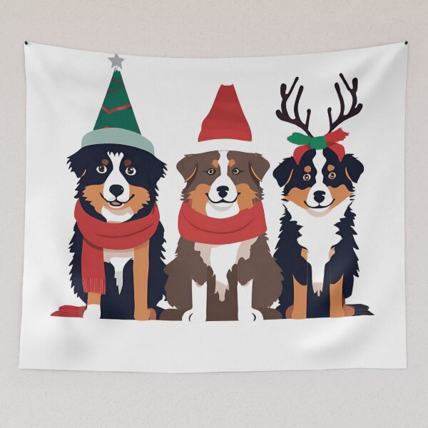 Item preview, Festive Australian Shepherds – Christmas Pattern designed and sold by GoodyPaws.
