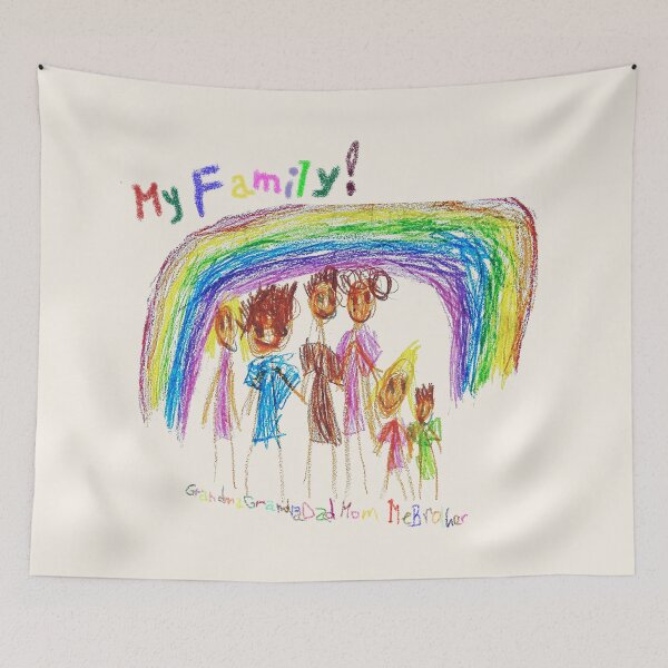 Item preview, My Family Under the Rainbow - Joyful Child’s Drawing designed and sold by OlenaShynkarenk.