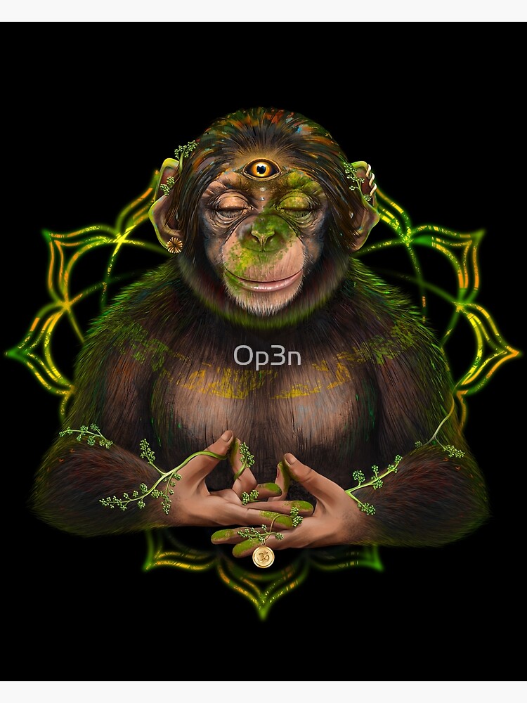 Monkey Mind Cosmic Art Print | Canvas | Spiritual| Meditation | Visionary | Healing | Consciousness| Art high quality