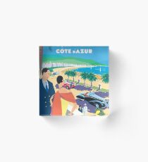French Riviera Classic Vintage Travel Poster Acrylic Block