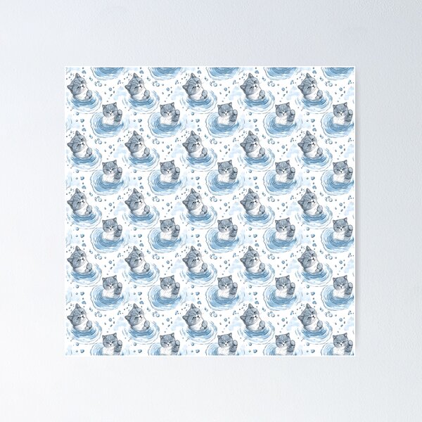 Item preview, Splish Splash! British Shorthairs Making Waves! designed and sold by qoodesignstudio.