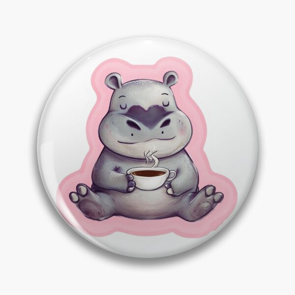 Item preview, Hippo Relaxing in Yoga Pose Drinking Tea designed and sold by CreatedbyKandJ.