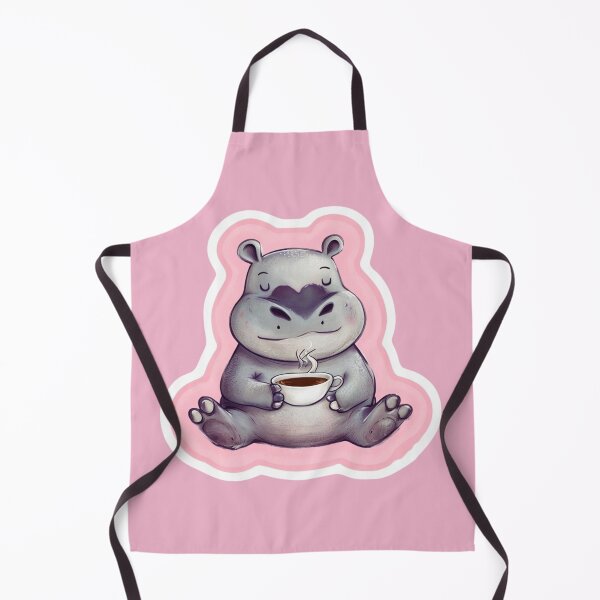 Item preview, Hippo Relaxing in Yoga Pose Drinking Tea designed and sold by CreatedbyKandJ.