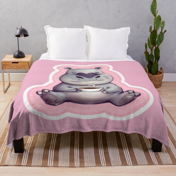 Item preview, Hippo Relaxing in Yoga Pose Drinking Tea designed and sold by CreatedbyKandJ.