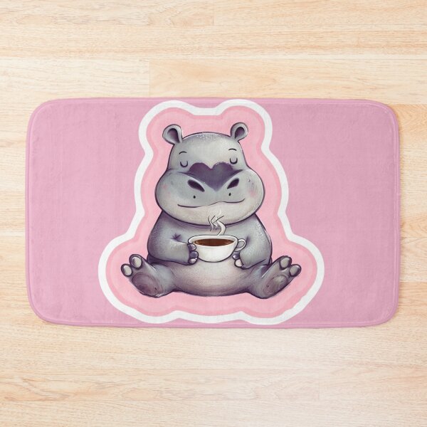 Item preview, Hippo Relaxing in Yoga Pose Drinking Tea designed and sold by CreatedbyKandJ.