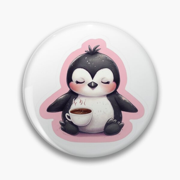 Item preview, Penguin Relaxing in Yoga Pose Drinking Tea designed and sold by CreatedbyKandJ.