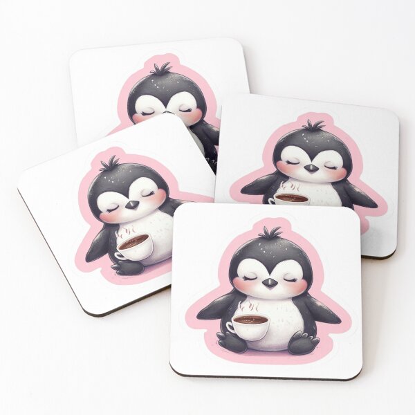 Item preview, Penguin Relaxing in Yoga Pose Drinking Tea designed and sold by CreatedbyKandJ.