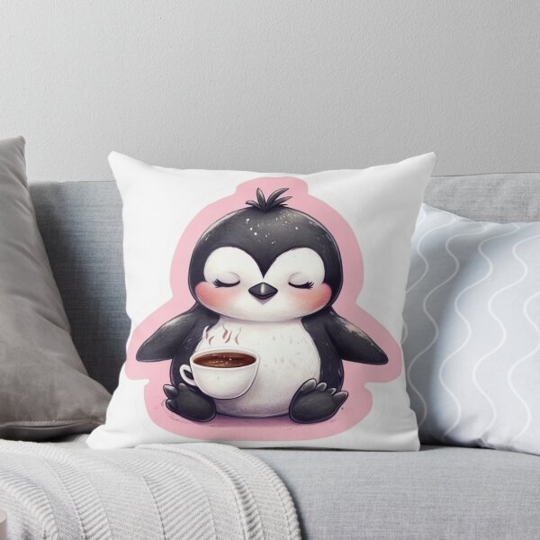Item preview, Penguin Relaxing in Yoga Pose Drinking Tea designed and sold by CreatedbyKandJ.