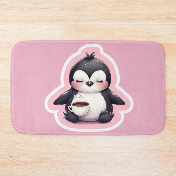 Item preview, Penguin Relaxing in Yoga Pose Drinking Tea designed and sold by CreatedbyKandJ.