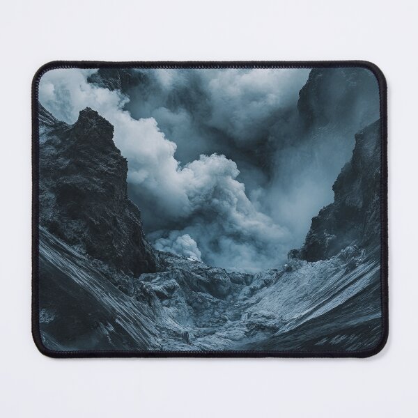 Item preview, Dramatic volcanic landscape with steam and smoke rising from rock formations in a dark and mysterious atmosphere at dusk. designed and sold by Jerhus.
