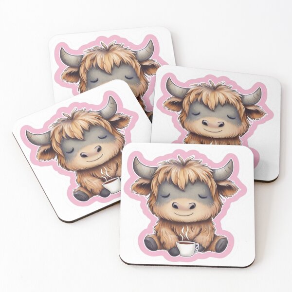 Item preview, Highland Cow Relaxing in Yoga Pose Drinking Tea designed and sold by CreatedbyKandJ.