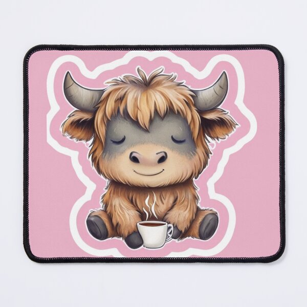 Item preview, Highland Cow Relaxing in Yoga Pose Drinking Tea designed and sold by CreatedbyKandJ.