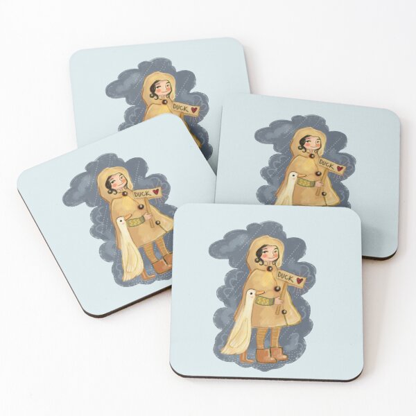 Item preview, I love ducks, girl with a duck in the rain designed and sold by Dormitria.