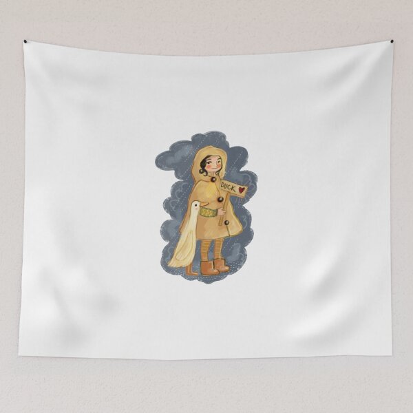 Item preview, I love ducks, girl with a duck in the rain designed and sold by Dormitria.