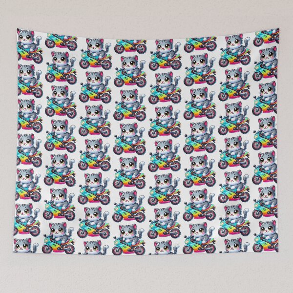Item preview, Cute Cat Riding Colorful Motorcycle designed and sold by Chokhdi289shop.