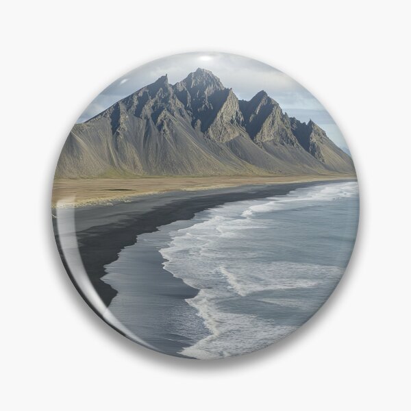 Item preview, Coastal view of Stokksnes mountain with black sand beach and waves on a clear day in Iceland. designed and sold by Jerhus.