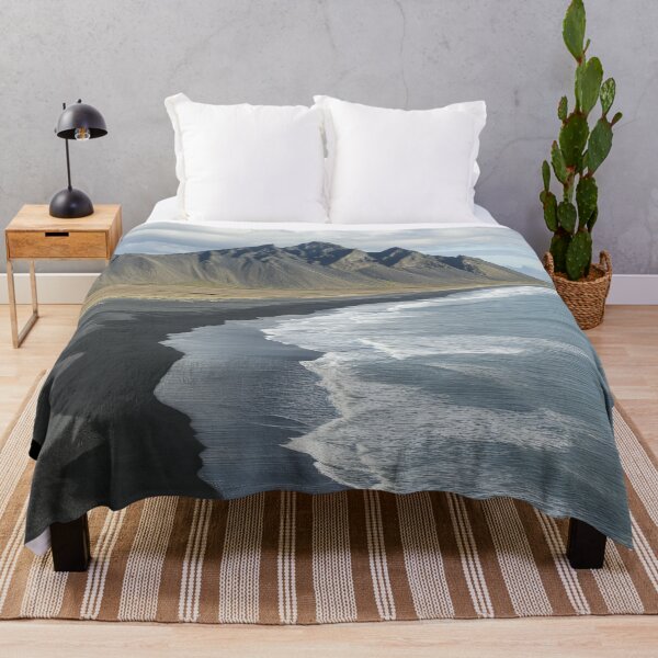 Item preview, Coastal view of Stokksnes mountain with black sand beach and waves on a clear day in Iceland. designed and sold by Jerhus.
