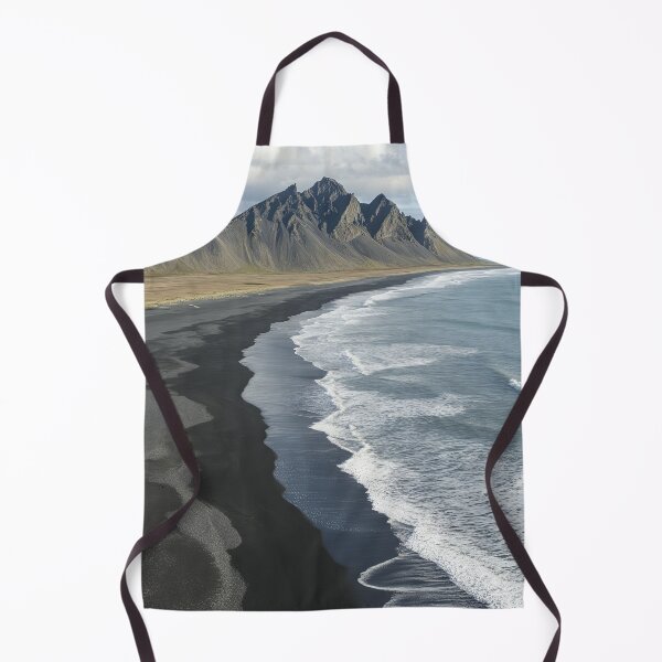 Item preview, Coastal view of Stokksnes mountain with black sand beach and waves on a clear day in Iceland. designed and sold by Jerhus.