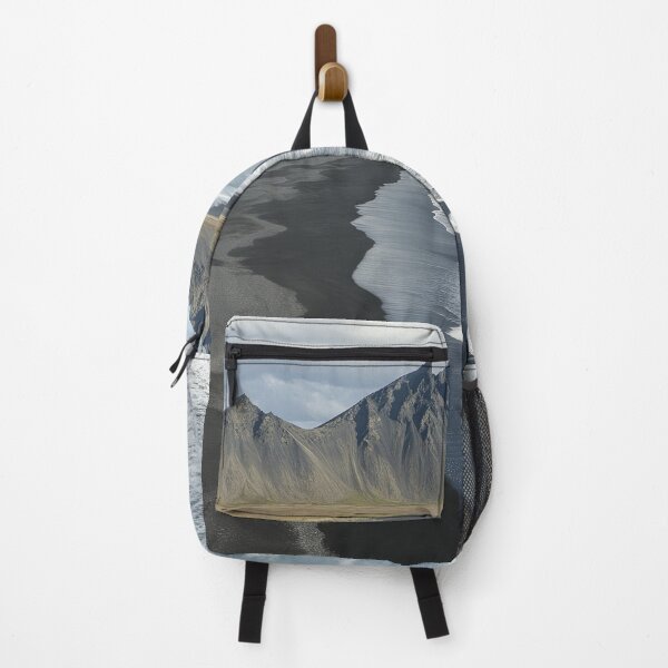 Item preview, Coastal view of Stokksnes mountain with black sand beach and waves on a clear day in Iceland. designed and sold by Jerhus.