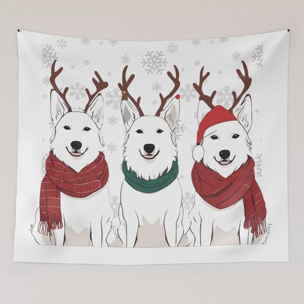 Item preview, Festive White Swiss Shepherd – Christmas Pattern designed and sold by GoodyPaws.