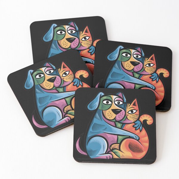 Item preview, Funny Dog Hugging Cat Cubism Abstract Art designed and sold by Nature's Fancy.