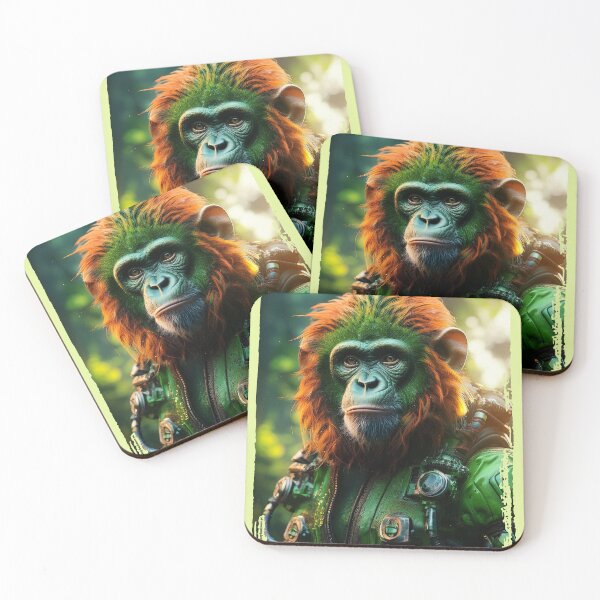 Item preview, Green Warrior | Fluffy Ape | Cyberpunk Monkey Collection designed and sold by monkeybusiness.pt.