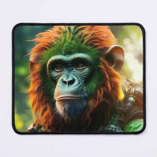 Item preview, Green Warrior | Fluffy Ape | Cyberpunk Monkey Collection designed and sold by monkeybusiness.pt.