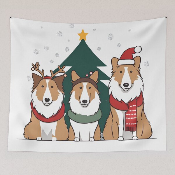 Item preview, Festive Rough Collie – Christmas Pattern designed and sold by GoodyPaws.