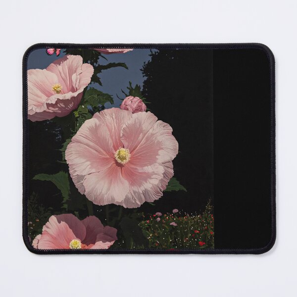 Item preview, Whimsical Dark Fantasy Painting: Enchanted Garden with Pink Blooms and Butterflies designed and sold by regnumsaturni.
