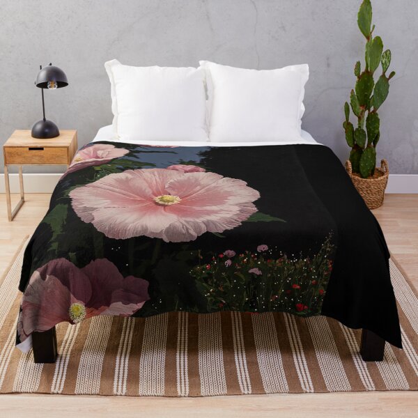 Item preview, Whimsical Dark Fantasy Painting: Enchanted Garden with Pink Blooms and Butterflies designed and sold by regnumsaturni.