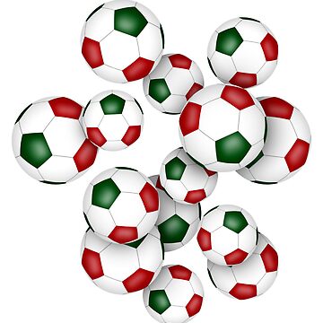 Artwork thumbnail, Red & green soccer balls pattern by katzdzynes