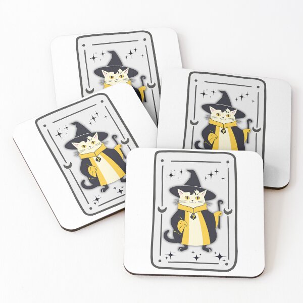 Item preview, The Feline Wizard: A Tarot Card of Magic and Mystery. Magical Cat in Yellow and Black Wizard Outfit. designed and sold by MarCreativArt.