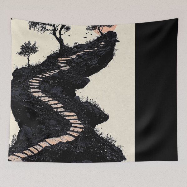 Item preview, Whimsical Dark Fantasy Pathway Through Enchanted Forest – Minimalist Illustration designed and sold by regnumsaturni.