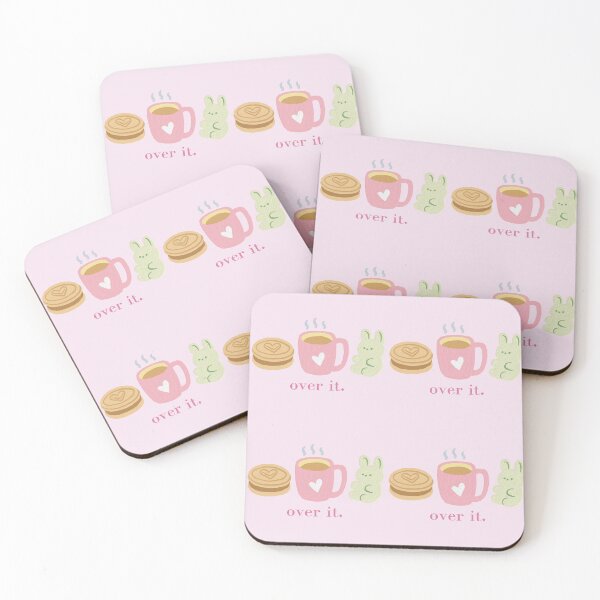 Item preview, over it cookie coffee and green gummy bear cute and simple coquette design with paint strokes designed and sold by cherrytheory.