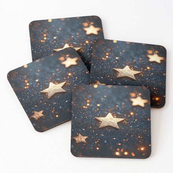 Item preview, Golden stars sparkle against a dark background, creating a magical atmosphere filled with shimmering light and sparkling effects. designed and sold by Jerhus.