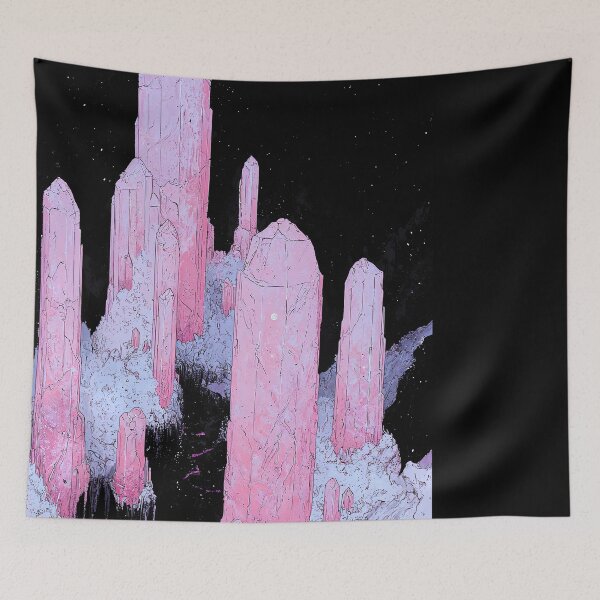 Item preview, Whimsical Dark Fantasy Illustration: Enchanted Crystal Towers Under Starry Night designed and sold by regnumsaturni.