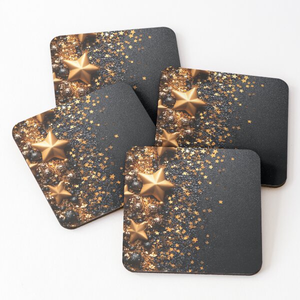 Item preview, Gold stars and sparkling glitter create a festive arrangement against a dark background for celebrations or parties. designed and sold by Jerhus.