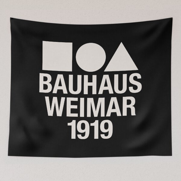 Item preview, Bauhaus Weimar 1919 | Pure White Minimalist Typography Logo with Geometric Elements designed and sold by Boogosh.