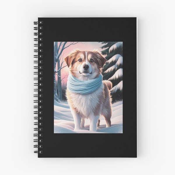 Item preview, Winter Dog Illustration - Cozy Dog in Snowy Landscape with Scarf designed and sold by love3617.