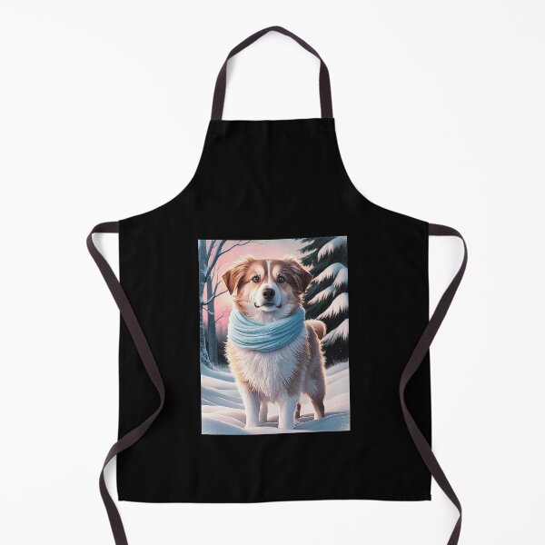Item preview, Winter Dog Illustration - Cozy Dog in Snowy Landscape with Scarf designed and sold by love3617.