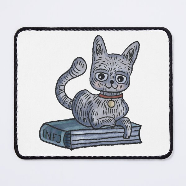 Item preview, Cute purple cat, INFJ book  cat, kitty on a book, introvert cat, introvert cat, kitty with a book. designed and sold by Dormitria.
